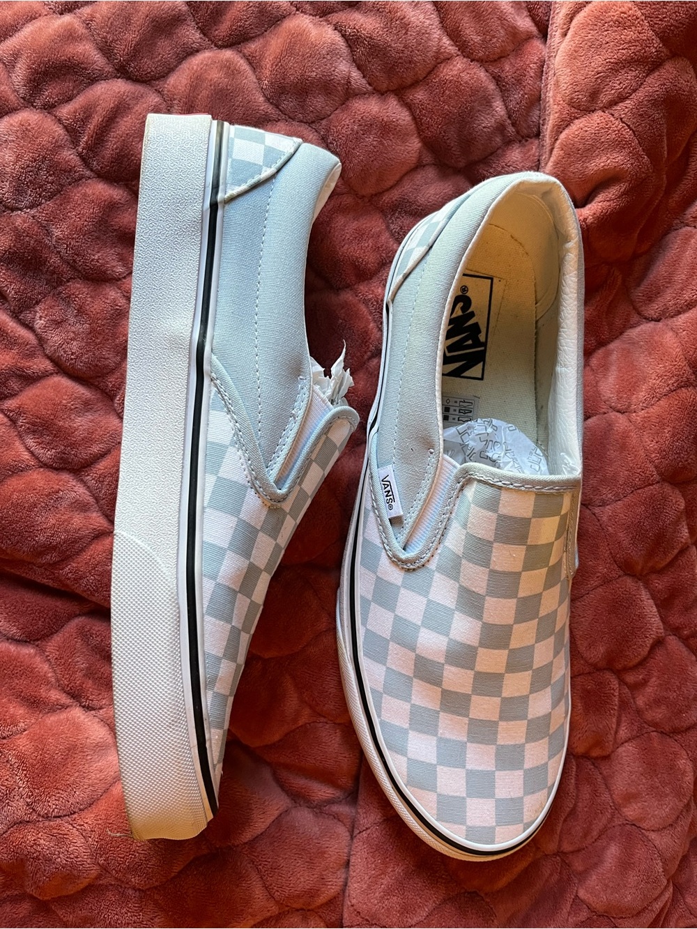 Vans Slip-On Checkerboard Sneakers - Light Blue & White. - Picture 3 of 5
